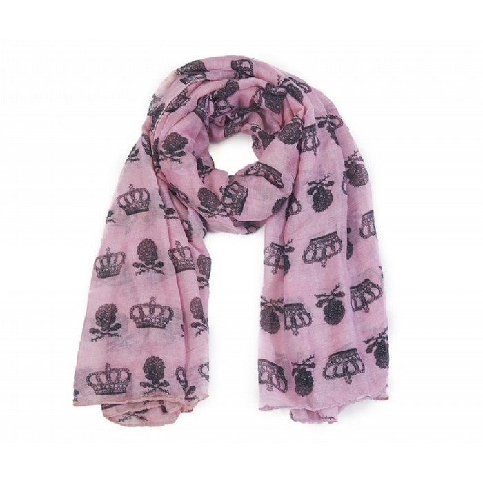 Crown and skull print scarf light pink/purple